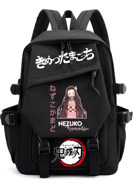 No.17 Tarzı Demon Slayer Nezuko Sırt Çantası Kimetsu No Yaiba Karikatür Anime Erkek Kız Schoolbag Ilköğretim Ortaokul Öğrencileri Okul Çantası (Yurt Dışından)