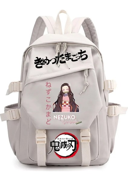 No.17 Tarzı Demon Slayer Nezuko Sırt Çantası Kimetsu No Yaiba Karikatür Anime Erkek Kız Schoolbag Ilköğretim Ortaokul Öğrencileri Okul Çantası (Yurt Dışından)