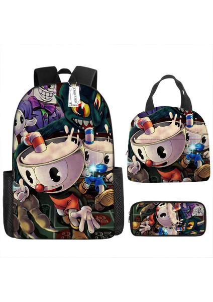 No.9 Stili Cuphead Anime Karikatür Sırt Çantası Öğle Yemeği Çantası Kalem Kutusu ve Ilköğretim Ortaokul Öğrencileri Erkek Kız Okul Çantası Laptop Çantası (Yurt Dışından)