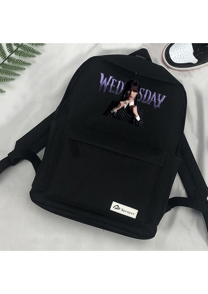 NO.91613 Tarzı Nevermore Academy Çarşamba Addams Çanta Sırt Çantası Sırt Çantası Anime Seyahat Tasarımcısı Oudertassen Bayan Sırt Çantası (Yurt Dışından)