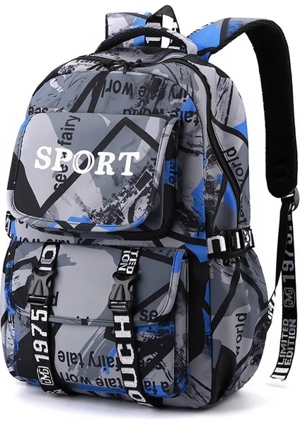 Mavi Stil 33X19X49CM Genç Öğrenci Sırt Çantası Orta Okul Çantası 16 Inç Dizüstü Bilgisayar Su Geçirmez Sırt Çantası Erkek ve Kız Çantaları Için Uygun (Yurt Dışından)