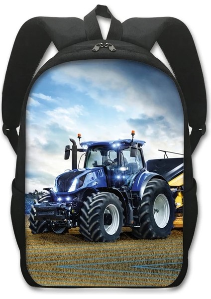 D16TRACTOR01CW Tarzı 16 Inç Tarım Traktörü Baskı Sırt Çantası Genç Için Okul Çantaları Çocuk Rahat Sırt Çantası Erkekler Dizüstü Sırt Çantası Taşınabilir Kitap Çantası (Yurt Dışından)