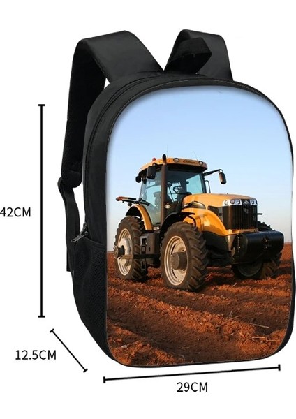 D16TRACTOR01CW Tarzı 16 Inç Tarım Traktörü Baskı Sırt Çantası Genç Için Okul Çantaları Çocuk Rahat Sırt Çantası Erkekler Dizüstü Sırt Çantası Taşınabilir Kitap Çantası (Yurt Dışından)