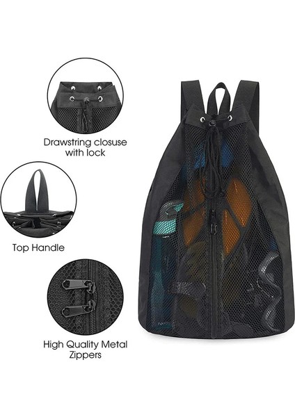 Mavi Tarzı Yüzme Çantası Örgü Çekme Halatı Sırt Çantası Spor Sırt Çantası Plaj Çift Omuz Sırt Çantası Açık Yüzme Ekipmanları Saklama Çantası (Yurt Dışından) fırsatları