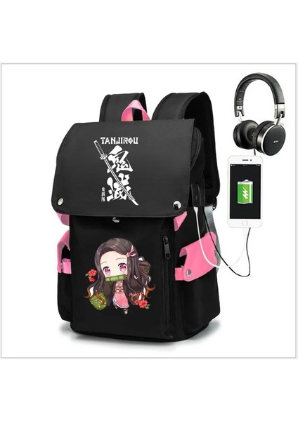Siyah3 Tarzı Iblis Avcısı Okul Çantası Anime Sırt Çantası Kimetsu Hiçbir Yaiba Cosplay Kız Öğrenci Nezuko Tanjirou Oxford Su Geçirmez Dizüstü Sırt Çantası (Yurt Dışından) modelleri