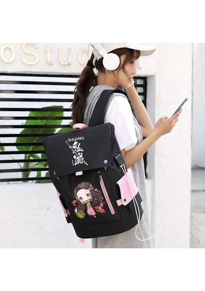 Siyah3 Tarzı Iblis Avcısı Okul Çantası Anime Sırt Çantası Kimetsu Hiçbir Yaiba Cosplay Kız Öğrenci Nezuko Tanjirou Oxford Su Geçirmez Dizüstü Sırt Çantası (Yurt Dışından) fırsatları