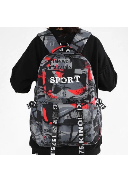 Kırmızı Stil 33X19X49CM Genç Öğrenci Sırt Çantası Orta Okul Çantası 16 Inç Dizüstü Bilgisayar Su Geçirmez Sırt Çantası Erkek ve Kız Çantaları Için Uygun (Yurt Dışından) fırsatları