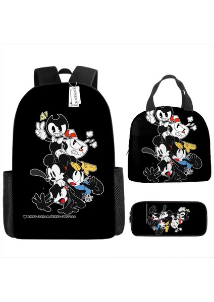 No.5 Tarzı Cuphead Anime Karikatür Sırt Çantası Öğle Yemeği Çantası Kalem Kutusu ve Ilköğretim Ortaokul Öğrencileri Erkek Kız Okul Çantası Laptop Çantası (Yurt Dışından)