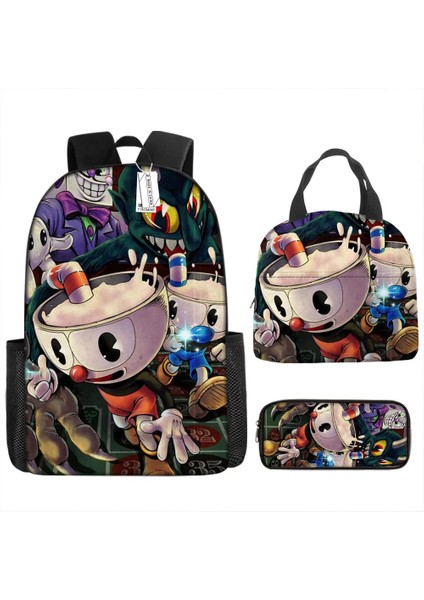 No.5 Tarzı Cuphead Anime Karikatür Sırt Çantası Öğle Yemeği Çantası Kalem Kutusu ve Ilköğretim Ortaokul Öğrencileri Erkek Kız Okul Çantası Laptop Çantası (Yurt Dışından) modelleri