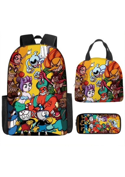 No.5 Tarzı Cuphead Anime Karikatür Sırt Çantası Öğle Yemeği Çantası Kalem Kutusu ve Ilköğretim Ortaokul Öğrencileri Erkek Kız Okul Çantası Laptop Çantası (Yurt Dışından) indirimleri