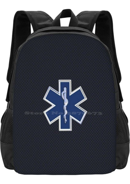 Sırt Çantası-Siyah Tarzı Tek Boyut Paramedik Star Of Life Desen Tasarım Sırt Çantası Okul Çantaları Emt Ems Paramedic Acil Durum Tean Star Of Life Mavi Yılan Krom (Yurt Dışından)