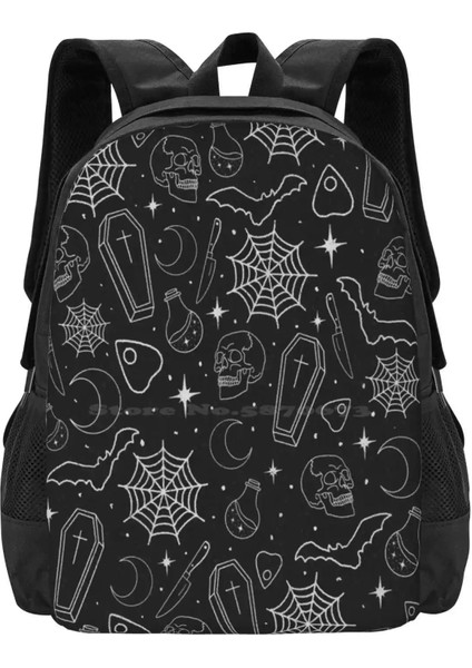 Sırt Çantası-Siyah Tarzı Tek Boyut Spooky Sezon Sıcak Satış Sırt Çantası Moda Çantalar Spooky Kafatasları Tabut Yarasalar Ay Cadı Cadılar Bayramı Büyülü Örümcek Ağları Yıldızlar Gotik (Yurt Dışından)