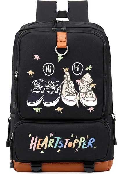 Siyah Stil Heartstopper Charlie Nick Merhaba Kapasiteli Sırt Çantası Okula Dönüş Okul Çantası Teentage Seyahat Sırt Çantası Mochilas Escolares (Yurt Dışından)