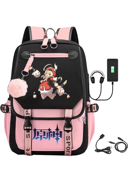 Yuying Shop Siyah Stil Ge Etki Sırt Çantası Çocuk Öğrenciler Ilköğretim Ortaokul Erkek Kız Karikatür Schoolbag Anime Su Geçirmez Seyahat Laptop Çantası (Yurt Dışından)