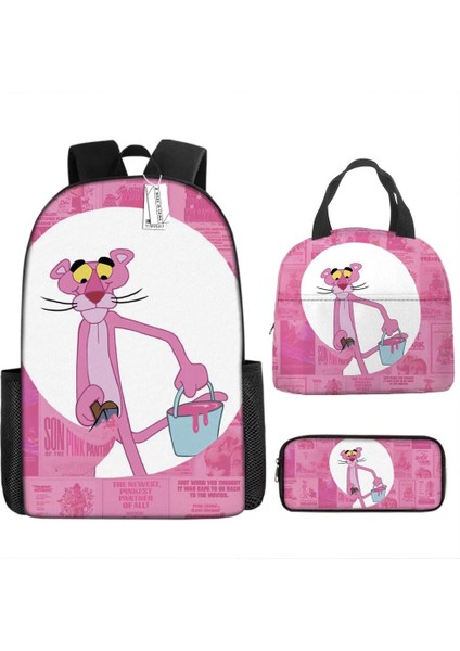 No.1 Stili 3D Pembe Panter Anime Sırt Çantası Öğrencileri Erkek Kız Yaramaz Leopar Okul Çantası Öğle Yemeği Çantası Kalem Kutusu Dizüstü Sırt Çantası (Yurt Dışından)