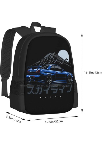 Sırt Çantası-Siyah Tarzı Tek Boyut Skyline Gtr R34 Sırt Çantası Öğrenci Okul Dizüstü Seyahat Çantası Araba Motorları Otomotiv Araç Otomobil Sportcar Japonya Jdm (Yurt Dışından) modelleri