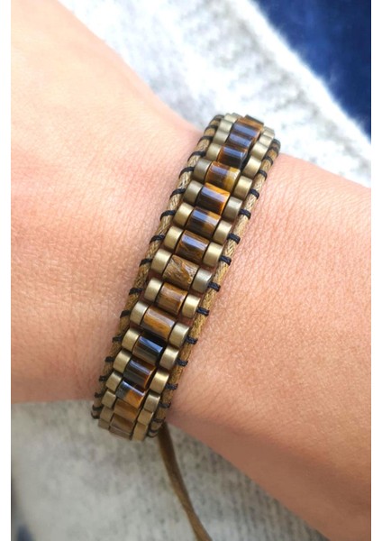 Ağaç Jasper ve Hematit Taşlı El Işi Tasarım Doğal Taş Bileklik fiyatları