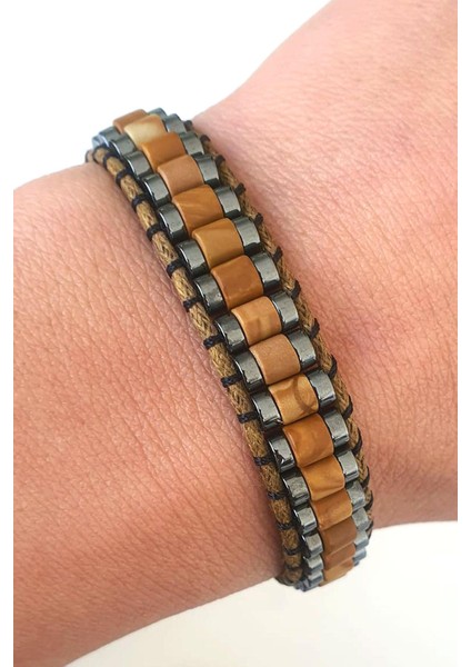 Ağaç Jasper ve Hematit Taşlı El.işi Tasarım Doğal Taş Bileklik fiyatları