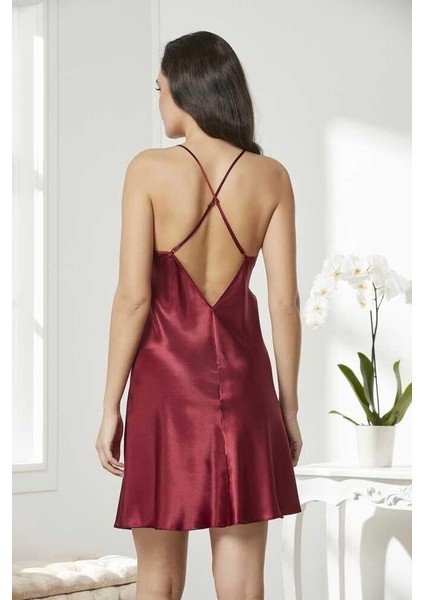 Saten Dantelli Gecelik Sabahlık Takım 4280 Bordo indirimleri