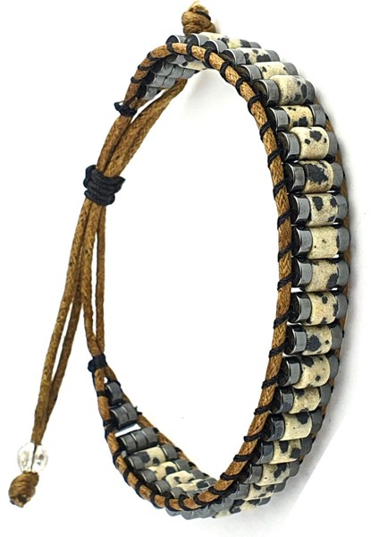 Jasper ve Hematit Taşlı El Işi Tasarım Doğal Taş Bileklik fiyatları