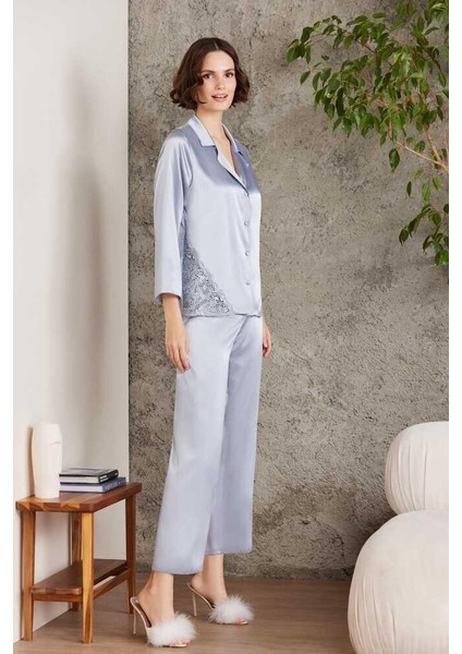 Saten Gecelik Sabahlık Pijama Şort Takım 6'lı Çeyiz Seti 6000 Mist indirimleri