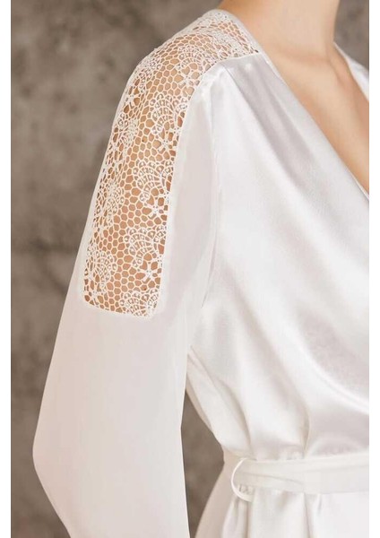 Saten Gecelik Sabahlık Pijama Şort 6'lı Gelin Çeyiz Seti Ekru 6005 modelleri