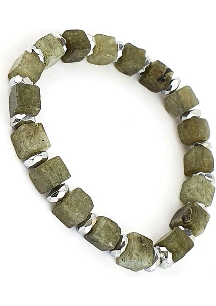 Yeşim ve Hematit Taşlı El Işi Tasarım Doğal Taş Bileklik