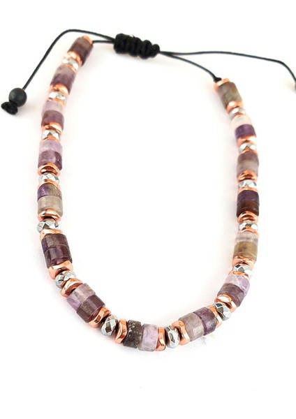 AMETİST Hematit Taşlı El.işi Tasarım doğal taş bileklik