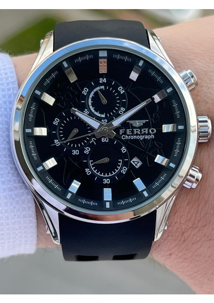 Takvimli Siyah Renk Slikon Kordon 30 mt Su Geçirmez Erkek Kol Saat EFM31354-J2 fırsatları