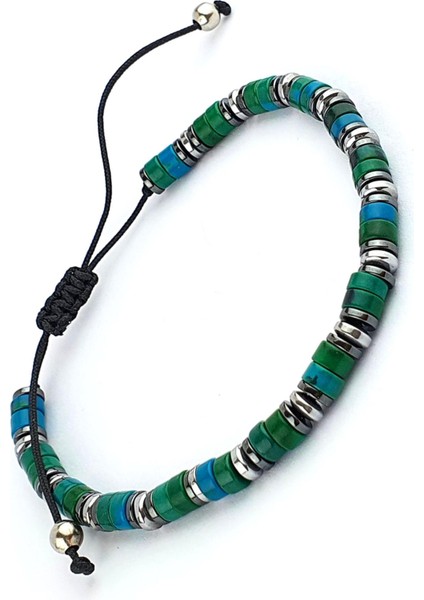 Turkuaz ve Hematit Taşlı El Işi Tasarım Doğal Taş Bileklik fiyatları