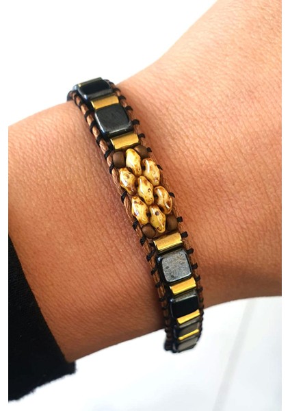 Akik Ve Hematit Taşlı El.işi Tasarım Doğal Taş Ayarlanabilir Bileklik fiyatları