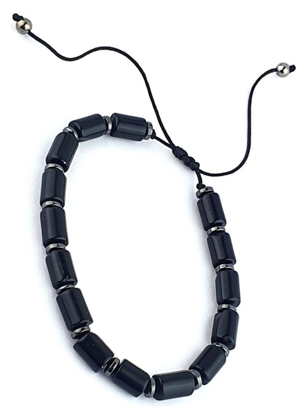 Oniks ve Hematit Taşlı El Işi Tasarım Doğal Taş Bileklik