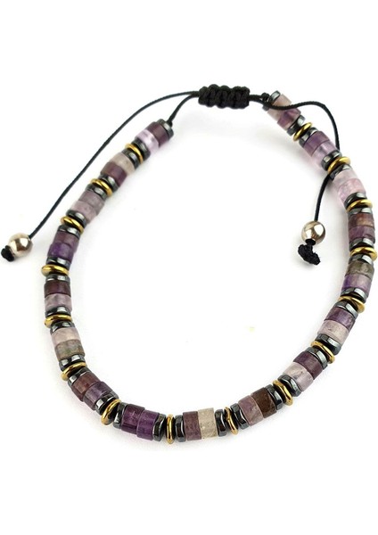 AMETİST Hematit Taşlı El işi Tasarım doğal taş bileklik