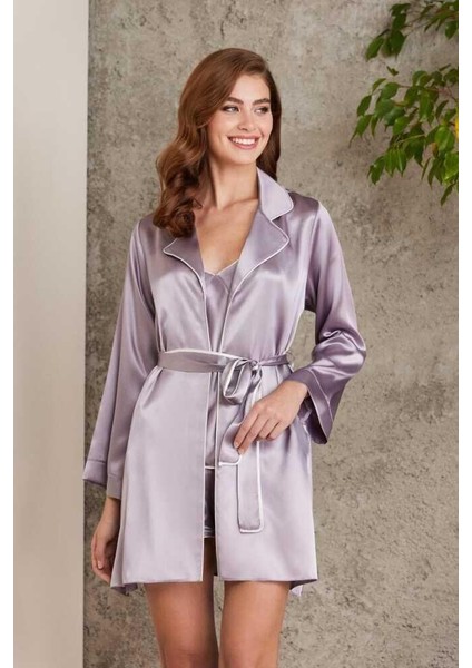 Saten 4lü Gecelik Sabahlık Şort Seti Royal 7200