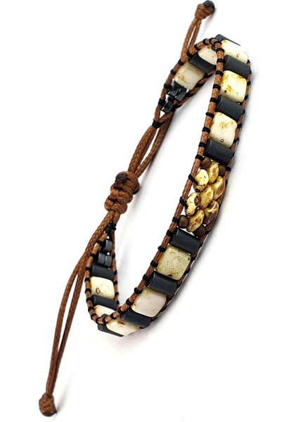 Akik Ve Hematit Taşlı El.işi Tasarım Doğal Taş Ayarlanabilir Bileklik fiyatları