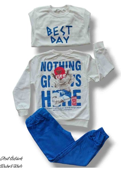 Kız Erkek Bebek Çocuk Alt Üst Takım Best Day Model Pamuklu 2 Iplik Kumaş