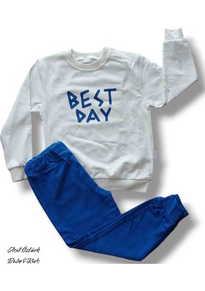 Kız Erkek Bebek Çocuk Alt Üst Takım Best Day Model Pamuklu 2 Iplik Kumaş