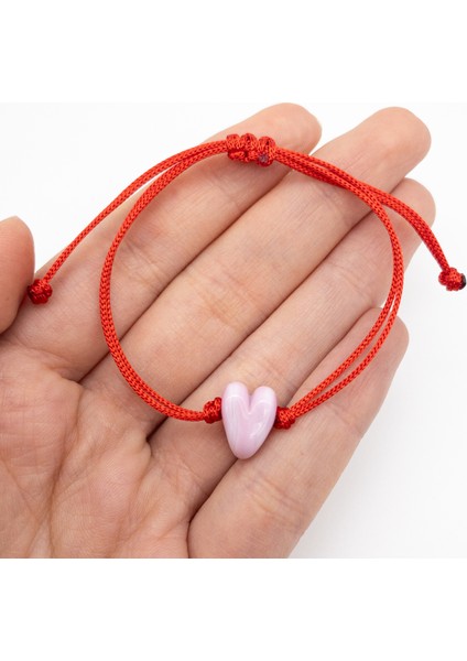 Murano Pembe Mini Kalp Bileklik