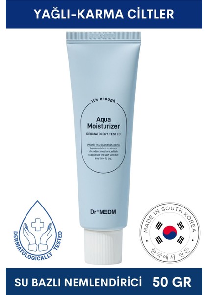 Dr+Medm Facial Aqua Yağlı ve Karma Ciltler Için Su Bazlı Nemlendirici Krem 50 gr