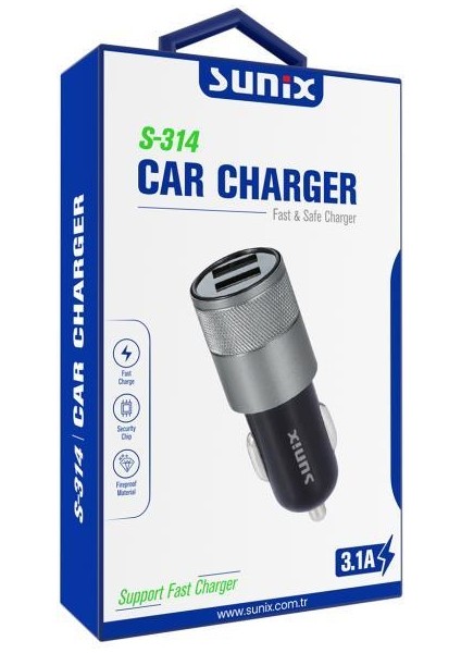 S-314 Çift USB Araç Şarj Cihazı