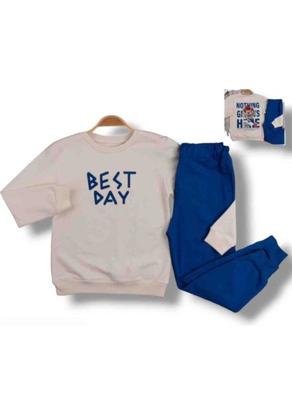 Kız Erkek Bebek Çocuk Alt Üst Takım Best Day Model Pamuklu 2 Iplik Kumaş