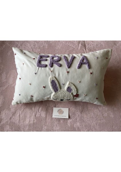 Isimli Bebek Takı Yastığı Dekoratif Yastık Kılıfı Punch Nakışlı Içi Dolgusuz