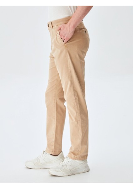 Erkek Düz Paça Slım Krem Pantolon fırsatları