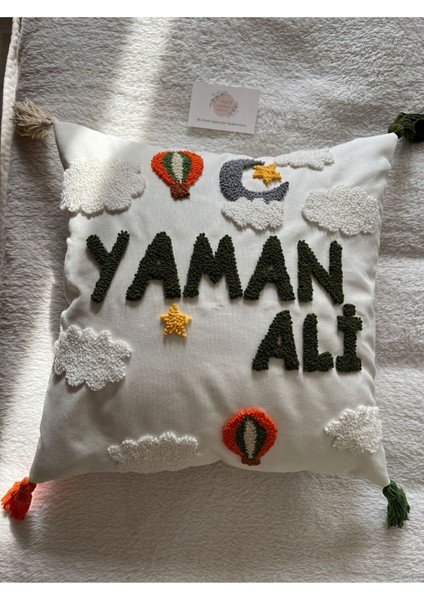 Işlemeli Isimli Kapı Süsü ve Takı Yastığı Takımı,bebek Hediyelik (Iç Dolgusuz)