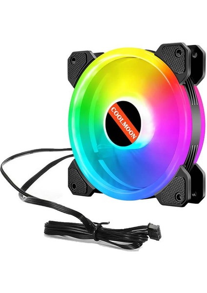 Coolmoon -  4 Adet 12CM Rgb Kasa Fanı (12V 6 Pin ) + Kontrolcü + Kumanda