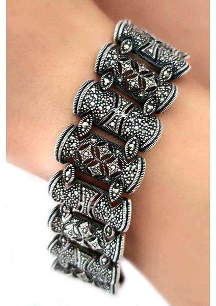 Markazit taşlı gümüş şık bileklik