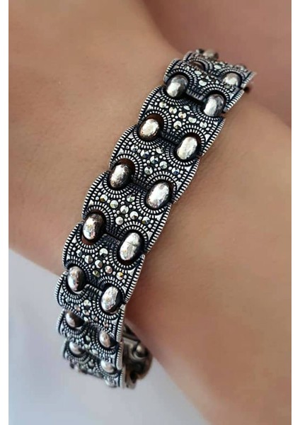 Markazit taşlı gümüş bileklik
