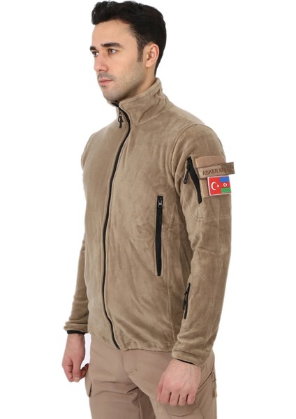 Bej Taktik Polar Hırka - Askeri Outdoor Polar