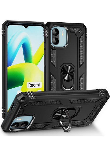 Xiaomi Redmi A1 Kılıf Vega Yüzüklü Standlı Tank Kapak