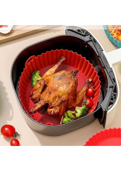 Holly Home 3'lü Silikon Airfryer Yonca Pişirme Kalıbı Seti; Siyah, Gri, Kırmızı Yonca Model 20X5CM